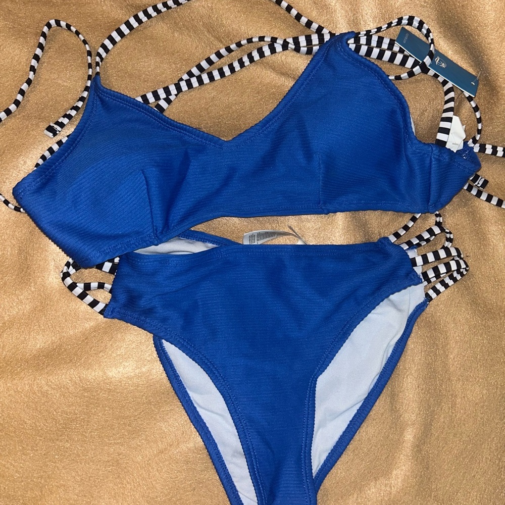 Cupshe Blue Striped Bikini New RTS